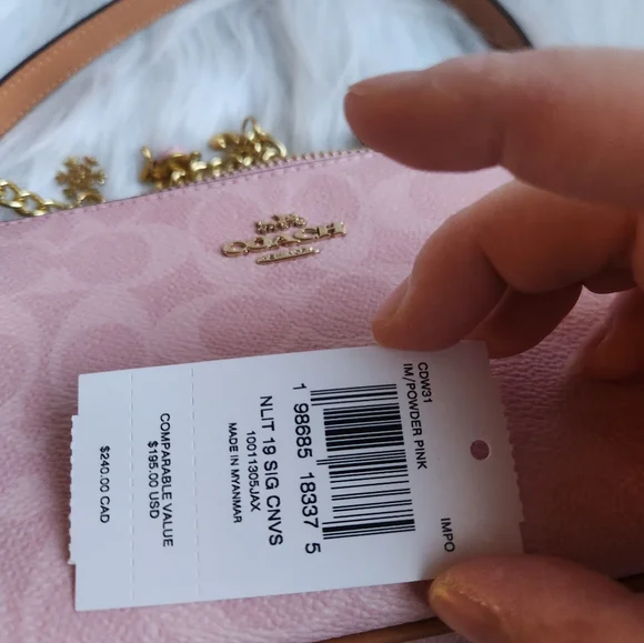 NWT Coach Nolita 19 In Signature Canvas Gold/Powder Pink CDW31